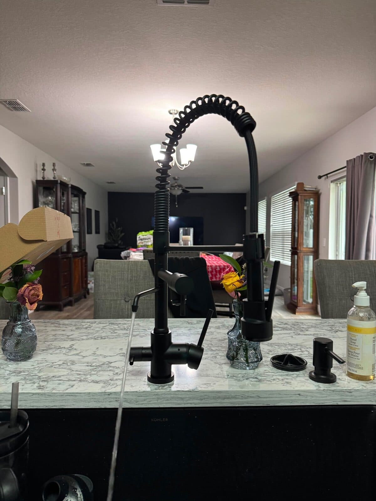 Reverse osmosis drinking-water faucet installed on a kitchen counter